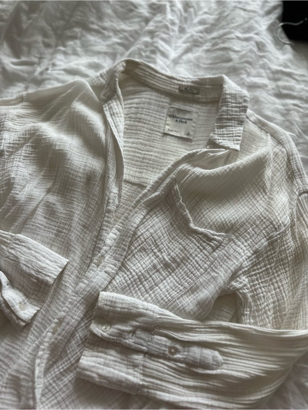 Abercrombie & Fitch White Textured Gauze Shirt Jacket - great for summer or beac